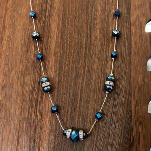 3/$18 BT Jeweled Navy Blue Necklace - New - Lot 528